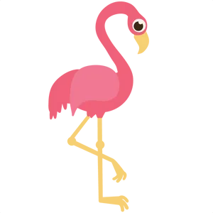 Cartoon Flamingo Standing One Leg PNG image