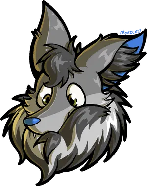 Cartoon Fluffy Wolf Portrait PNG image