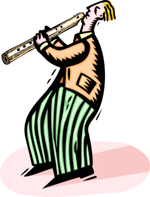 Cartoon Flute Player Illustration PNG