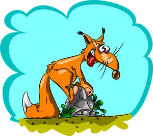 Cartoon Fox Hunting Prey PNG image