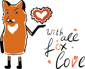 Cartoon Fox With Hearts