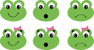Cartoon Frog Faces Expressions