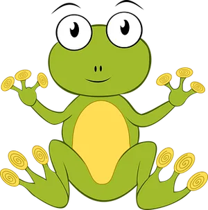 Cartoon Frog Sitting Black Background