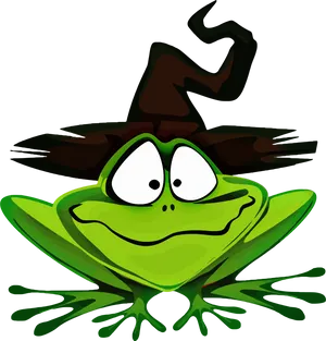 Cartoon Frog Wearing Witch Hat PNG image