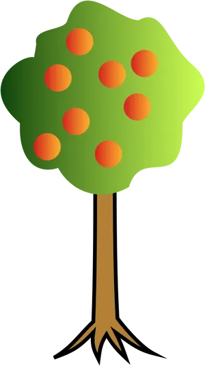 Cartoon Fruit Tree With Roots PNG image