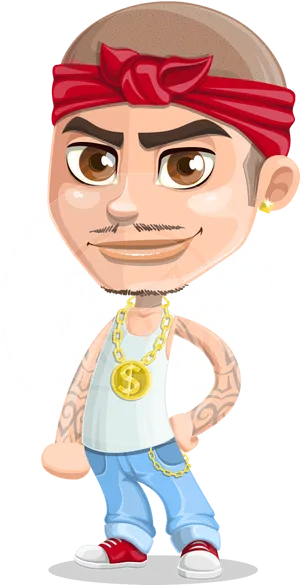 Cartoon Gangster Standing Pose PNG image