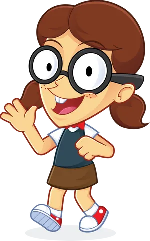 Cartoon Geek Girl Character PNG image