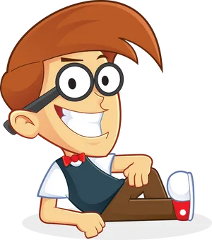 Cartoon Geek With Laptop PNG image