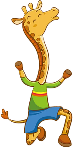Cartoon Giraffe Dancing Happily