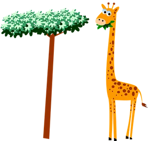 Cartoon Giraffe Eating Leaves PNG image