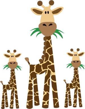 Cartoon Giraffe Family Illustration PNG image