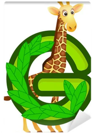 Cartoon Giraffe In Letter G Frame