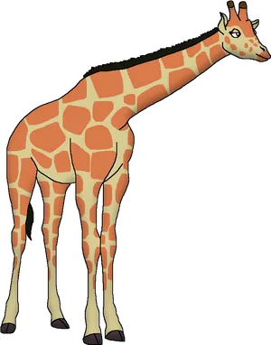 Cartoon Giraffe Standing Side View PNG image