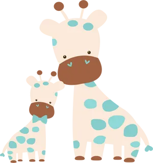 Cartoon Giraffeand Calf