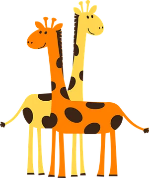 Cartoon Giraffes Friendly Pose PNG image