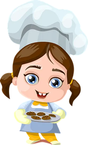 Cartoon Girl Chef With Cookies