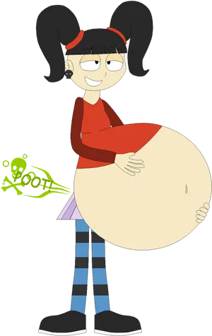 Cartoon Girl Farting Big Belly PNG image