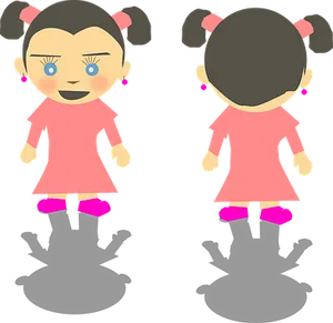 Cartoon Girl Frontand Back View