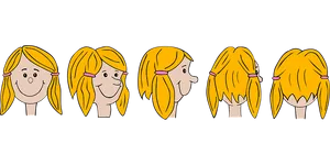 Cartoon Girl Hair Stages