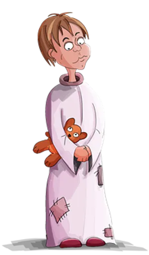Cartoon Girl Holding Stuffed Animal
