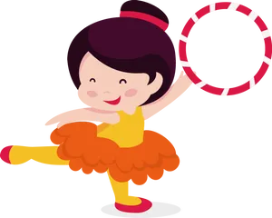 Cartoon Girl Hula Hoop Dance PNG image