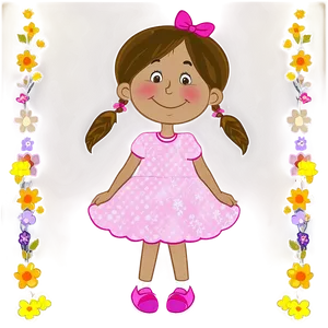 Cartoon Girl In Garden PNG 06132024 PNG