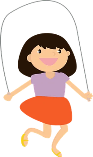 Cartoon Girl Jumping Rope