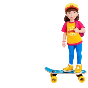 Cartoon Girl On Skateboard PNG Orw