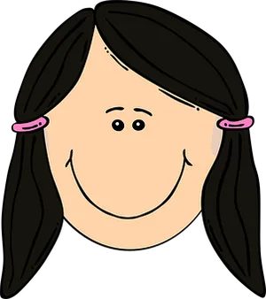 Cartoon Girl Smiling Face