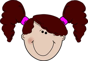 Cartoon Girl Smiling Face
