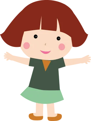 Cartoon Girl Spreading Arms PNG image