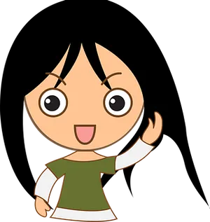 Cartoon Girl Waving Hello
