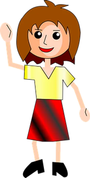 Cartoon Girl Waving Hello