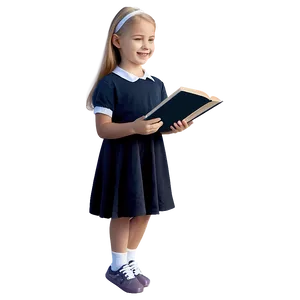 Cartoon Girl With Book PNG 51