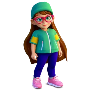 Cartoon Girl With Glasses Png Kvu7 PNG image