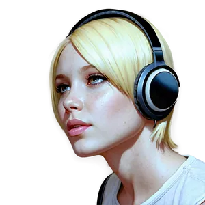 Cartoon Girl With Headphones PNG 06132024 PNG