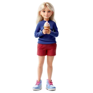 Cartoon Girl With Ice Cream PNG 06132024 PNG
