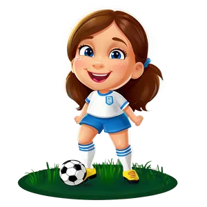 Cartoon Girl With Soccer Ball PNG Fek PNG