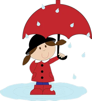Cartoon Girl With Umbrella