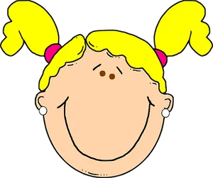 Cartoon Girl Yellow Hair Pigtails