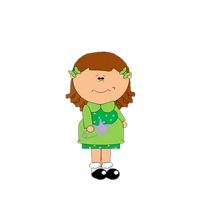 Cartoon Girlin Green Dress