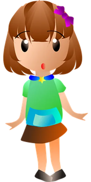 Cartoon Girlin Green Shirt