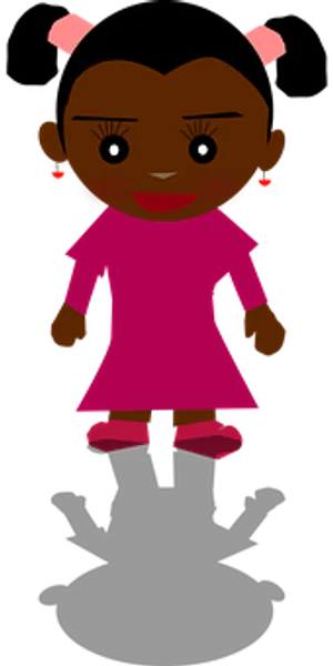 Cartoon Girlin Pink Dress