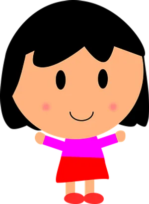 Cartoon Girlin Pinkand Red