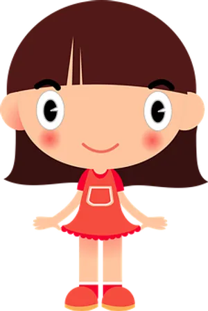 Cartoon Girlin Red Dress