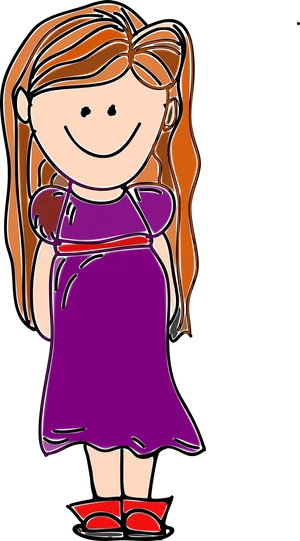 Cartoon Girlwith Long Hair