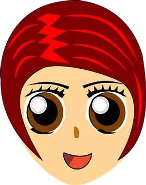 Cartoon Girlwith Red Headscarf
