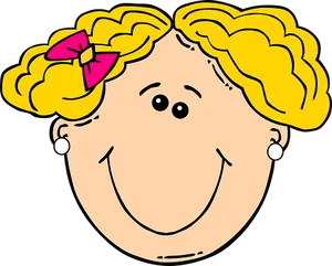 Cartoon Girlwith Yellow Hairand Pink Bow