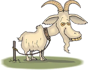 Cartoon Goat Tied To Post PNG image