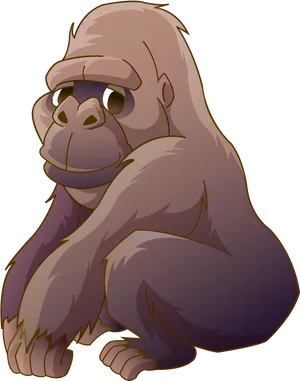 Cartoon Gorilla Sitting Down PNG image